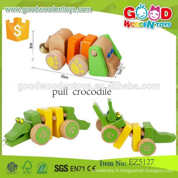 Nouveau produit pull crocodile jouets taille 22.5 * 12.5 * 14 cm OEM crocodile bois intelligent pour enfants EZ5127
